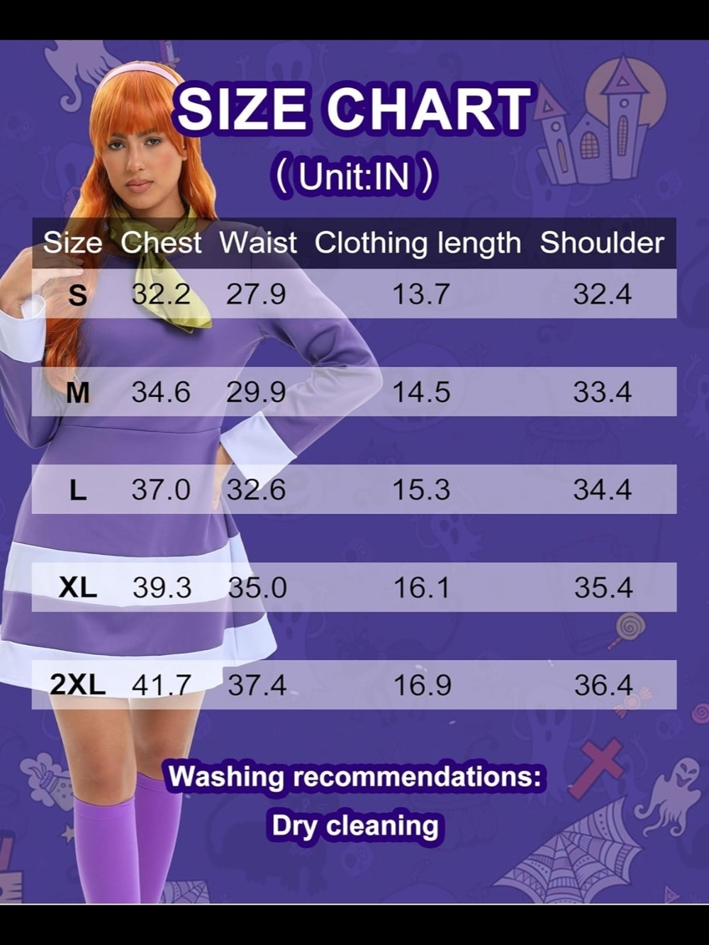 Halloween Costume for Women Purple Dress with Matching Accessories No Socks - Picture 6 of 14